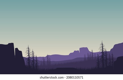 Clear morning sky with fantastic natural views from the out of the city. Vector illustration of a city