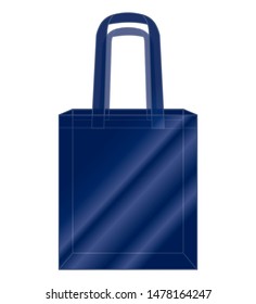 Clear Navy Plastic Tote Bag for Template on White Background