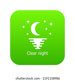 Clear night icon green vector isolated on white background
