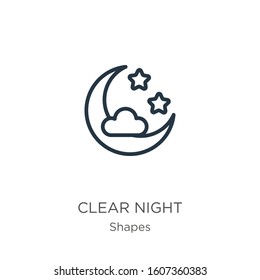 Clear night icon. Thin linear clear night outline icon isolated on white background from shapes collection. Line vector sign, symbol for web and mobile