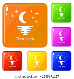 Clear night icons set collection vector 6 color isolated on white background