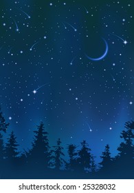 Clear night sky over the forest (other landscapes are in my gallery)