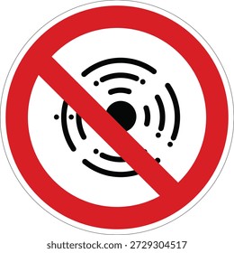 A clear no sound or no noise warning sign, suitable for quiet zones and areas where auditory disturbances are restricted.