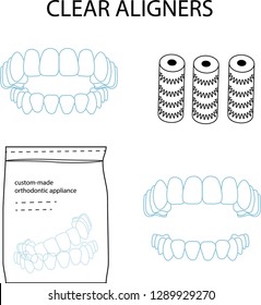 Clear orthodontic aligners vector