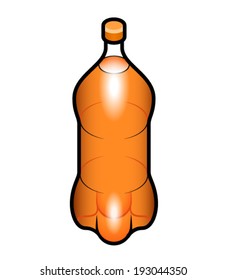 A clear PET bottle of soft drink / orangeade.