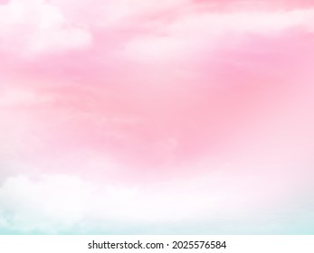 Cielo rosa y azul claro y detalles en la nube blanca con espacio de copia. Antecedentes horizontales del cielo. Cielo de verano con un cielo despejado colorido. Ilustración vectorial.Fondo de nubes celestes dulces.