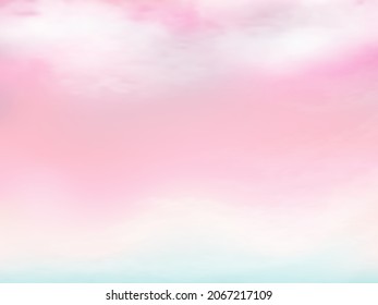 Clear pink and blue sky and white cloud detail  with copy space. Sky Landscape Background.Summer heaven with colorful clearing sky. Vector illustration.Sweet sky clouds background.