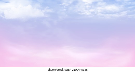 Clear pink and blue sky and white cloud detail  with copy space. Sky Landscape Background.Summer heaven with colorful clearing sky. Vector illustration.Sweet sky clouds background.