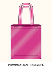 Clear Pink Plastic Tote Bag Vector for Template