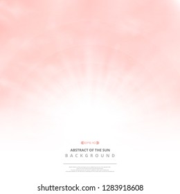 Clear pink sky with clouds pattern background and sun burst, illustration eps10