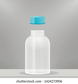 Clear  plastic bottle with flat bottom isolated