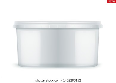 Clear Plastic container for food. Rectangle Realistic Blank of Food delivery and foodstuff. Vector Illustration isolated on white background.