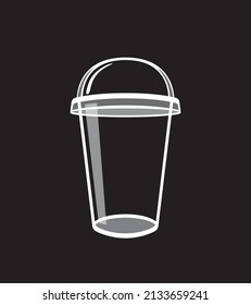 Clear plastic cup with sphere dome cap isolated on black background.