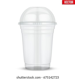 Clear plastic cup with sphere dome cap. For milkshake and lemonade and smoothie. Vector Illustration isolated on white background. svg