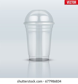 Clear plastic cup with sphere dome cap. For milkshake and lemonade and smoothie. Vector Illustration on presentation background. svg