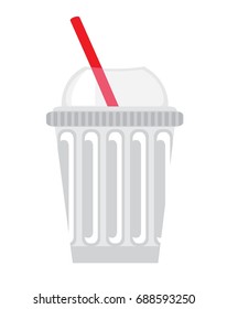 Clear plastic cup with straw for drinks
