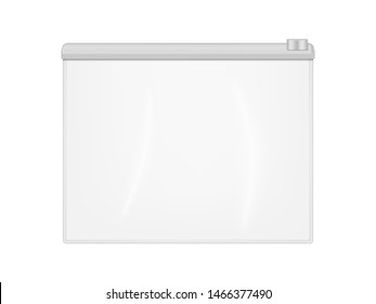 Clear plastic envelope folder bag with zip lock isolated on white background, realistic vector mockup. Transparent file or badge holder, zipper document case - mock-up.