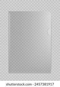 Clear Plastic File Folder Pocket For A4 Paper Sheet Isolated On Transparent Background. EPS10 Vector