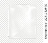 Clear plastic file, three hole punched sheet sleeve protector for three ring binder on transparent background mock-up. Top loading document pocket realistic vector mockup