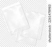 Clear plastic file, three hole punched page sleeve protector for three ring binder on transparent background mock-up. Top loading document pocket with paper sheet inside vector mockup