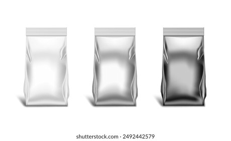 Clear Plastic Foil Bag Package Mockup Template. EPS10 Vector