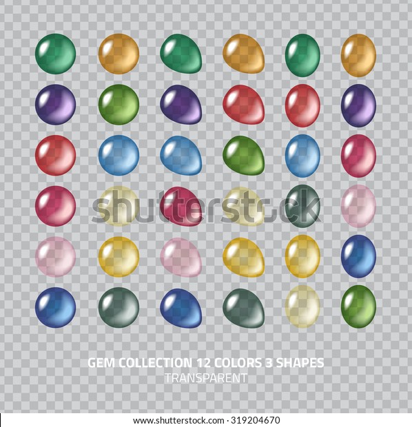 Clear polished\
gems icons collection - set of 36 transparent gem and glass\
buttons, different shapes\
collection