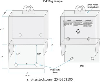 Diagrama de bolsa de vinilo de polivinilo transparente