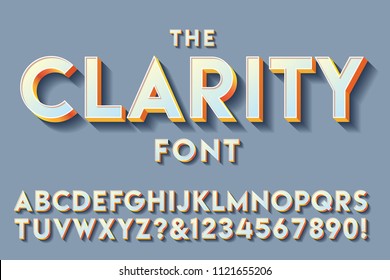 A clear and precise sans-serif alphabet with lighting and 3d effects