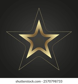 Clear premuim star with gold line stoke on dark background, for level, high class, special element, high, top, banner. Top Luxury star invector illustration design