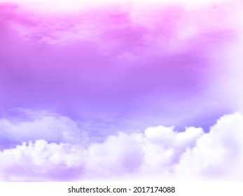 Clear purple pink sky and white cloud detail in background with copy space. Sky Nature Landscape Background.The summer heaven with colorful clearing sky. Vector illustration.