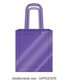 Clear Purple Plastic Tote Bag for Template on White Background.