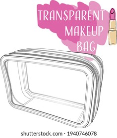 CLEAR PVC MAKEUP COSMETIC BRUSH BAG DESIGN TEMPLATE CAD