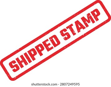 A clear red distressed rubber stamp indicating 'Shipped', perfect for confirming product dispatch, order fulfillment, and delivery status.