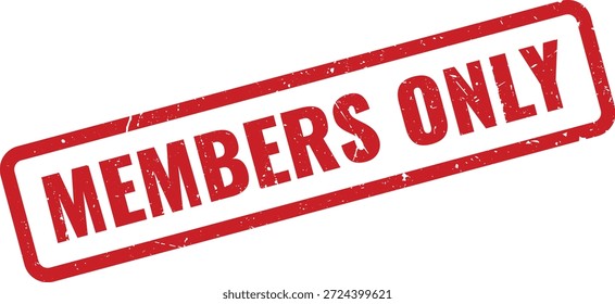 Un sello de goma rojo claro SOLO PARA MIEMBROS, que significa contenido exclusivo, áreas restringidas o acceso especial para un grupo selecto. Ideal para imágenes relacionadas con la membresía.