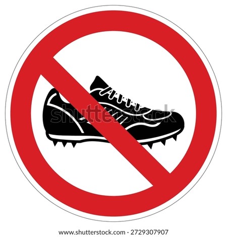 A clear regulatory symbol indicating that spiked footwear is not allowed. Ideal for sports facilities, gymnasiums, or sensitive floor areas.