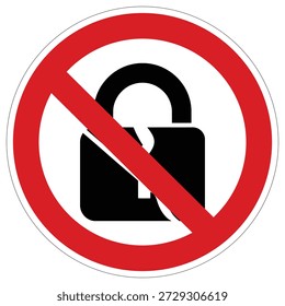Símbolo de restricción claro con candado, ideal para lineamientos de seguridad, avisos de seguridad y avisos de acceso prohibido en medios digitales o impresos.