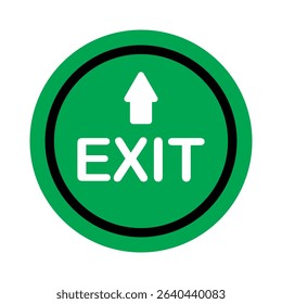 Clear round green exit sign with an upward arrow, ideal for emergency routes, building navigation, and safety guidance. Essential for public spaces and events