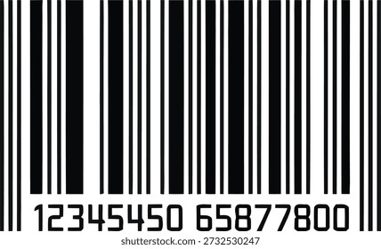 Un código de barras claro y escaneable con líneas de Vertical negras y los datos numéricos correspondientes, esencial para la Identificación del producto.