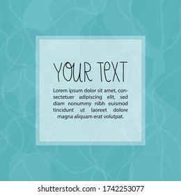 Clear sea, ocean or pool water banner, card, flyer template with place for you text in the middle. Hand drawn vector illustration for you design.
