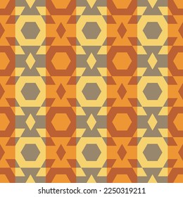 The clear shapes of a simple geometric ornament will decorate every surface or thing and make it attractive and unique. Seamless pattern for prints, textiles, web, adv and any design projects.