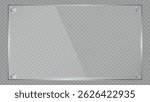 Clear, shiny acrylic sheet. Transparent plastic panel. Realistic glare and reflection on a see-through surface. Ideal for showcasing objects or designs. PNG glass