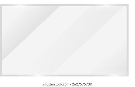 Clear, shiny acrylic sheet. Transparent plastic panel. Realistic glare and reflection on a see-through surface. Ideal for showcasing objects or designs. PNG glass