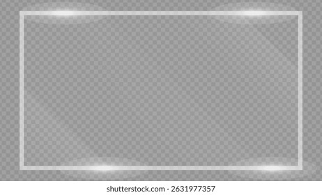 Clear, shiny acrylic sheet. Transparent plastic panel. Realistic glare and reflection on a see-through surface. Ideal for showcasing objects or designs. PNG glass