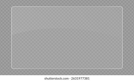 Clear, shiny acrylic sheet. Transparent plastic panel. Realistic glare and reflection on a see-through surface. Ideal for showcasing objects or designs. PNG glass
