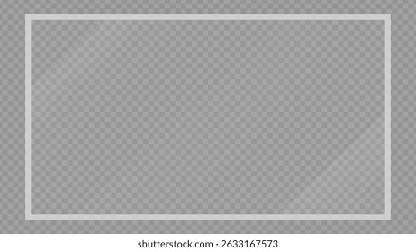 Clear, shiny acrylic sheet. Transparent plastic panel. Realistic glare and reflection on a see-through surface. Ideal for showcasing objects or designs. PNG glass