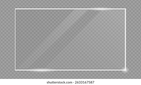 Clear, shiny acrylic sheet. Transparent plastic panel. Realistic glare and reflection on a see-through surface. Ideal for showcasing objects or designs. PNG glass