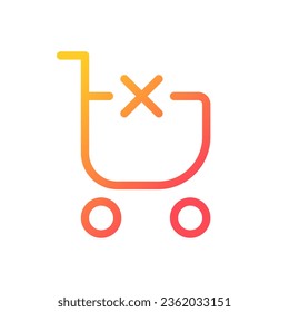 Clear shopping cart pixel perfect gradient linear ui icon. Remove products. Online marketplace. Line color user interface symbol. Modern style pictogram. Vector isolated outline illustration