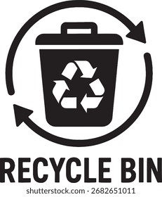 Una silueta clara de una papelera de reciclaje con el símbolo de reciclaje universal. Este gráfico promueve la responsabilidad ambiental, la conservación y las prácticas sostenibles para la reducción de residuos