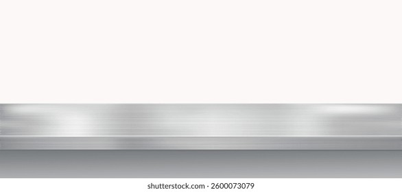 Clear silver metal kitchen desk, countertop, table, bar desk vector illustration
