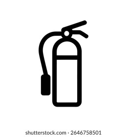 Um esboço preto claro e simples ilustração de um extintor de incêndio em um fundo branco limpo, adequado para guias de segurança, prevenção de riscos e projetos de design.